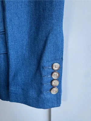 Sezane Christie Denim Blazer Baby Blue Double Breasted Jacket NWT US 4 FR 36 thumbnail 10