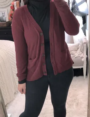 Madewell size medium cranberry grandpa cardigan thumbnail 5