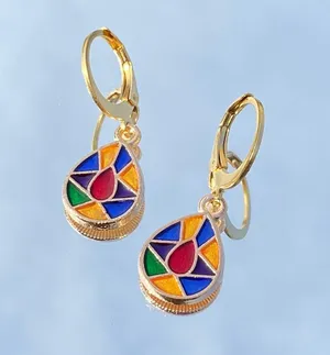 Handmade earrings stained glass look Kawaii dangle earrings unisex NEW🖤🌙 thumbnail 1