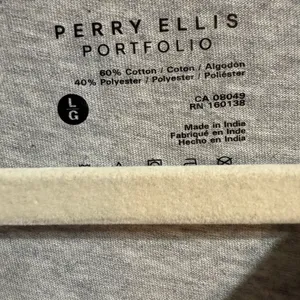 Perry Ellis Womens Light Gray Casual Short Sleeve Tee Sz‎ L thumbnail 3
