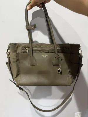 Henri Bendel Green Leather Nylon Diaper Bag‎ Satchel Tote Bag Crossbody i thumbnail 1