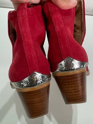 Jeffrey Campbell Cromwell Women's 9 Red Suede Leather Western Ankle Boot thumbnail 4
