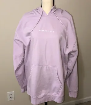 Spread Love Oversized Unisex Midweight Pullover Hoodie Light Purple size XL thumbnail 1