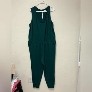 Everest Green Sleeveless Sweatpant Jumpsuit thumbnail 6