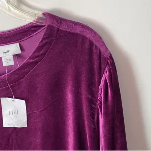 NWT J.Jill Velvet Shift Dress XL Jewel Purple Elbow Puff Sleeve Cocktail Holiday thumbnail 8