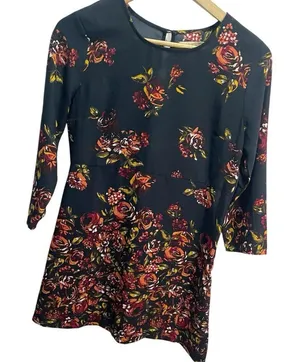 Abercrombie & Fitch Womens Dress Sz S Black Floral Long‎ Sleeve Mini thumbnail 1