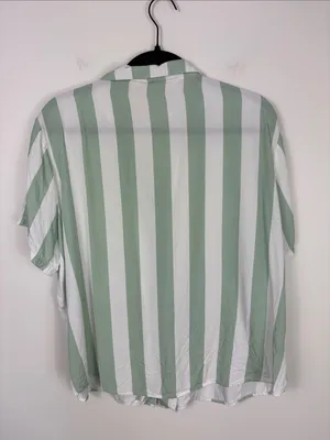 Birdy Grey Eddie Striped Pajama Set Women’s Large Sage Green Shorts Top thumbnail 8