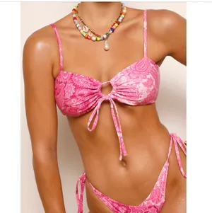 Tiger Mist Pink Paisley 3 Piece Bikini Set thumbnail 2