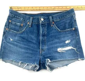 Levi's Blue Distressed Jean Shorts thumbnail 1