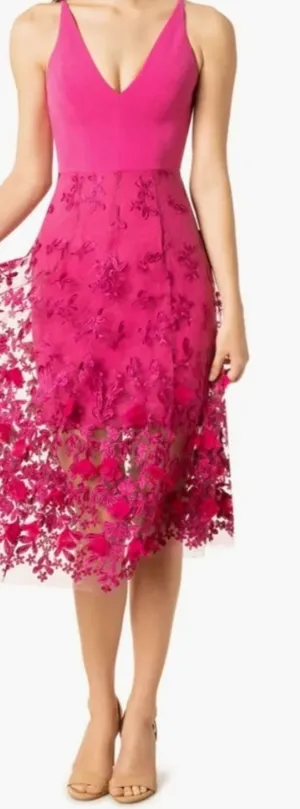 Dress The Population Darleen V-Neck 3D Floral Appliqué Midi Dress Size XXL thumbnail 1