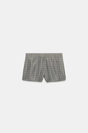 Zara ZW Collection Black Ecru White Plaid Shorts thumbnail 5