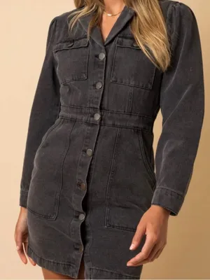 Gilli Acid Wash Denim Mini Dress Size Small thumbnail 2