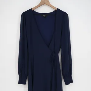 Lulus My Whole Heart‎ Wrap Dress Womens Medium Midnight Blue Long Sheer Sleeves thumbnail 3
