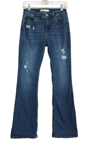 KanCan Size 27 Bootcut Jeans Blue Distressed Ripped Flare Denim Casual Stretch thumbnail 1
