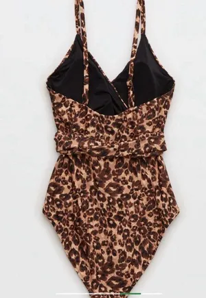 Aerie Leopard Wrap one piece swimsuit size medium NWT thumbnail 2