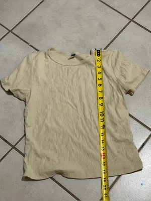 Old Navy Women‎ Minimalist Neutral Classic Ribbed Crewneck Tee Beige Tan size S thumbnail 6