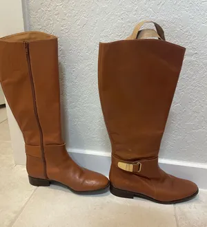 Light Brown Leather Knee High Boots Size 8.5 thumbnail 1
