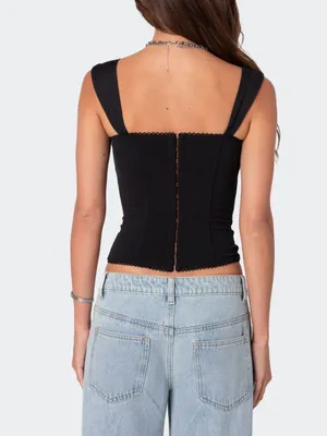 Edikted Marcella Wide Strap Mesh Corset Festival Whimsigoth Romantic Grunge thumbnail 2