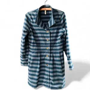 Matilda Jane Blue Striped Jacket Fall Breeze Gold-Tone Button Down Women's Sz M thumbnail 2
