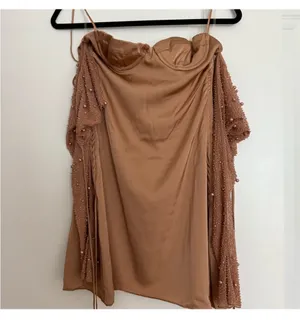 Oh Polly Beige Dress with Beaded Detail thumbnail 2