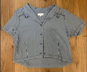 Roark Gingham Bless Up Cropped Button Up Shirt  thumbnail 1