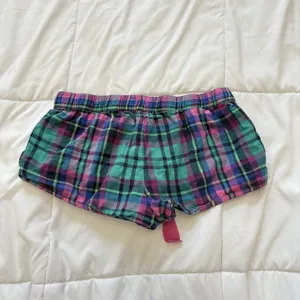Aerie Shorts Retro Y2K Womens XS Micro Mini Pink Green Plaid 100% Cotton Dainty‎ thumbnail 8