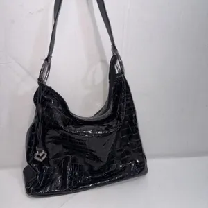 Vintage Y2K Brighton Cher Bag Black Shoulder Tote Croc Leather‎ Gorpcore Purse thumbnail 2