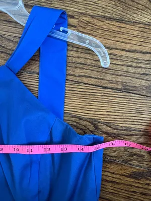 David's Bridal Royal Blue Satin Halter Criss Cross Dress Size 8 Bridesmaid thumbnail 6