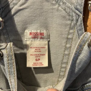 Mossimo light wash denim raw hem shorts overalls thumbnail 4
