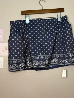 Aerie New XL paisley print xl skort skirt summer blue casual thumbnail 5