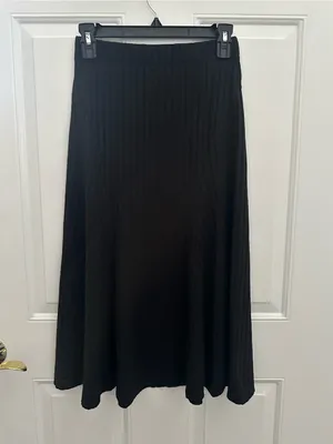 Halara Ribbed Knit Midi Skirt in Black thumbnail 6