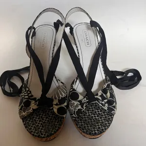 Coach "Rachel" Ribbon Lace up Ankle Cork Wedges Sz 7 Style A3175 thumbnail 4