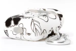 Black and White Floral Silicone Earbud Case Cover Compatible Apple AirPods 2nd thumbnail 2