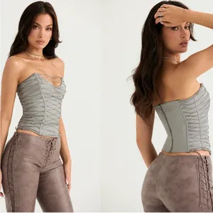 HOUSE OF‎ CB 'Mirabelle' Smoke Lace Up Corset NWT XS thumbnail 5