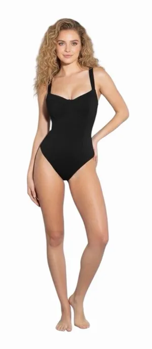 TA3 Lifty One Piece Swimsuit Black Corset Lace Up Sculpting Small NWT thumbnail 1