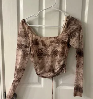 Cropped lace up willow + root long sleeve top thumbnail 1