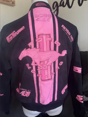 JH Design 1998 Pink Ford Mustang Racing Jacket Y2K rare HTF XLARGE Women’s thumbnail 6