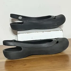Crocs Size 9 Jayna Black Slingback Flat Slip On Shoes Sandals‎ Croslite Ballet thumbnail 3