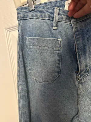 Just Black Light Blue High-Rise Wide-Leg Crop Jeans with Front Patch Pockets thumbnail 10