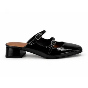 New!‎ Donald Pliner Tria Double Strap MuleSize 7 Black Patent thumbnail 5