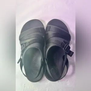 Chaco Black Dual-Strap Slide with Buckle thumbnail 7