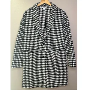 Old Navy Black and White Houndstooth Coat Cardigan Coatigan thumbnail 8