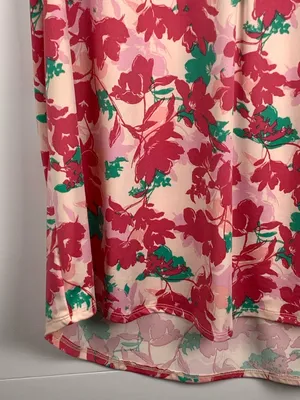 Fyve Womens XL Tropical Floral Sleeveless Blouse Pink High Low Tunic thumbnail 3