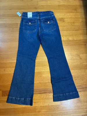 Gap 70's Flare High Rise Denim Stretch Blue Jeans Women's 28 6 Short NWT thumbnail 5