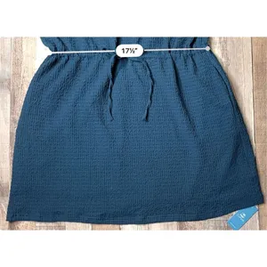 Cupshe Blue Crinkle Dolman Drawstring‎ Dress Cover Up LARGE Travel Casual NWT thumbnail 7