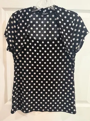 Hot Topic Black and White Polka Dot Short Sleeve Top Size LG thumbnail 1