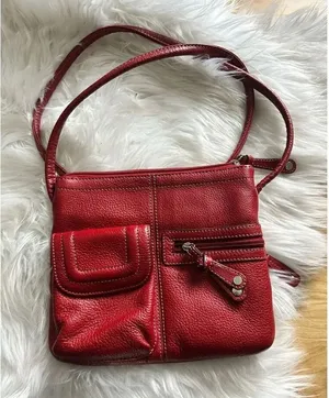 Tignanello Red Crossbody purse real leather 8x9 thumbnail 1