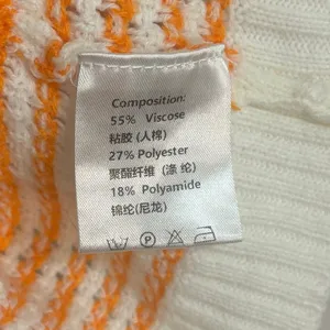 Knit Mix Sweater Vest White Orange Striped Textured Knit Boxy Preppy Coastal L thumbnail 6