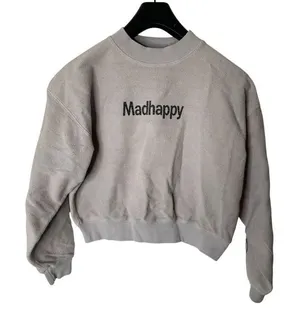 Madhappy classic cropped 100% cotton sweatshirt crew neck women's small thumbnail 1