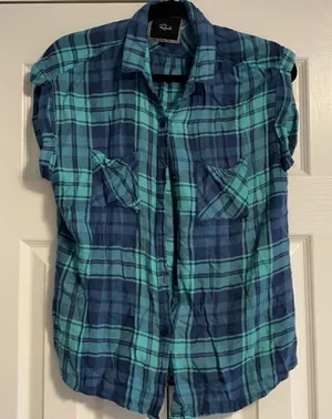 Rails Blue & Aqua Plaid Sleeveless Women’s Top thumbnail 1
